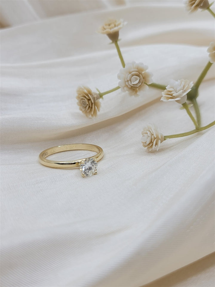 14K Yellow Gold .48 Ctw Solitaire Diamond Engagement Ring