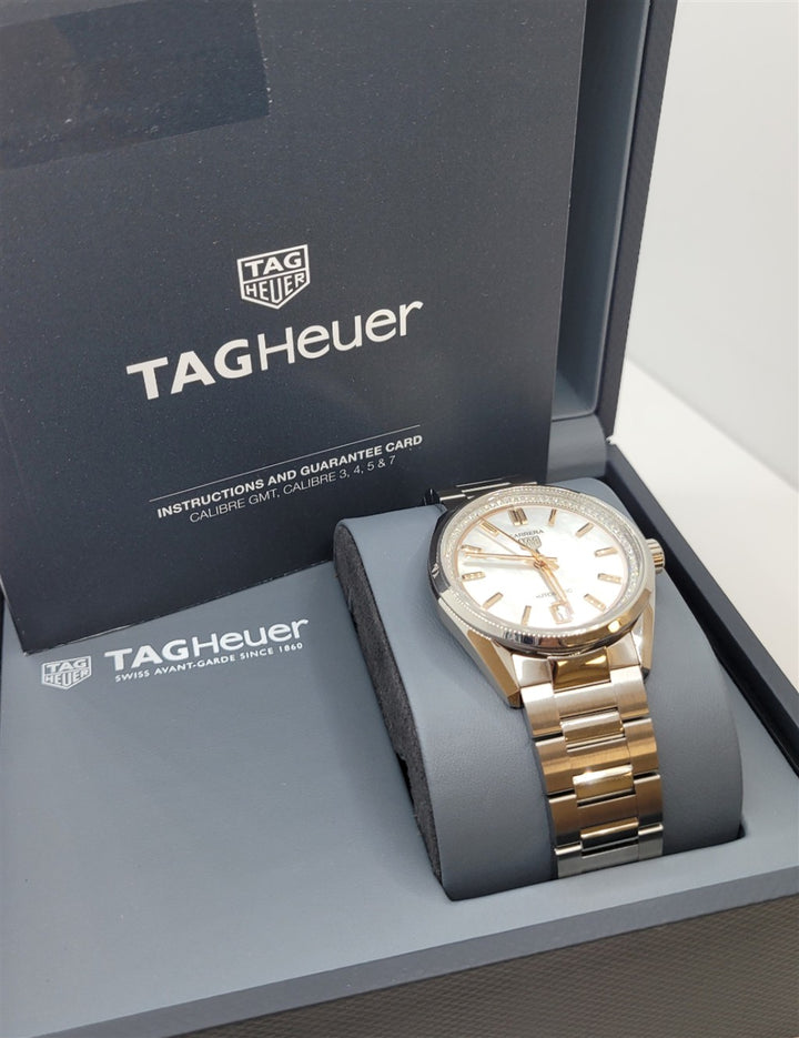 Certified Pre-Owned Stainless Steel Mother Of Pearl & Diamond Carrera Tag Heuer