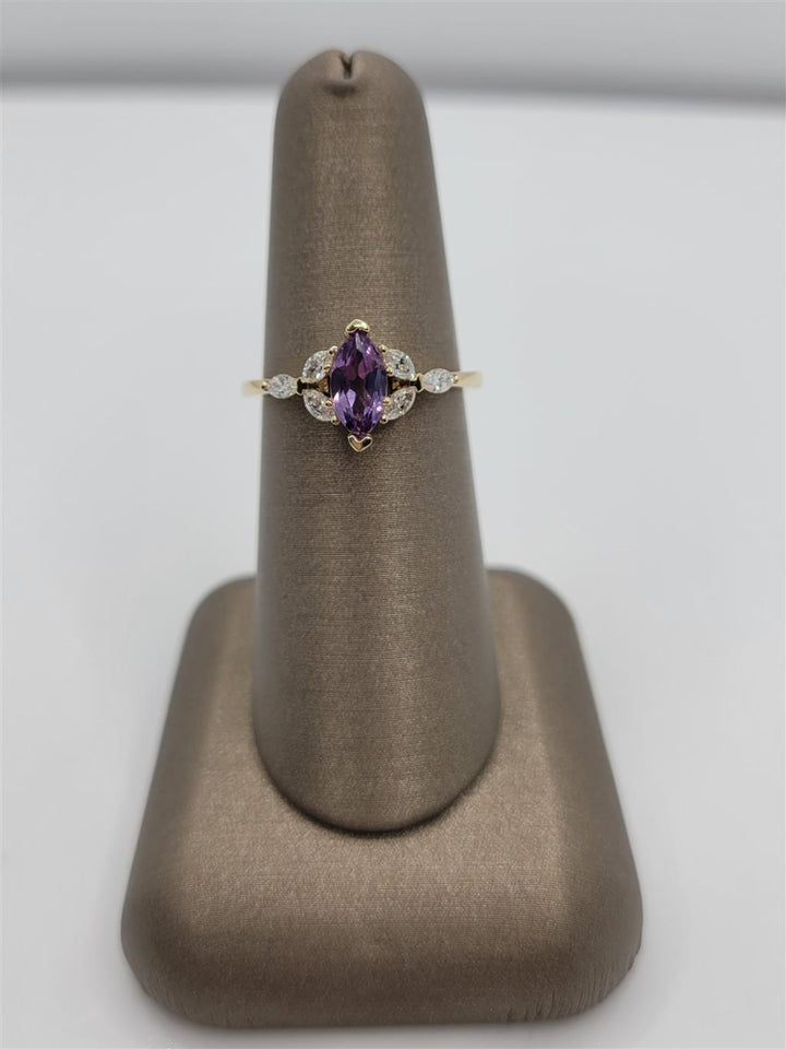 14K Yellow Gold Purple Spinel & Diamond "Floral" Fashion Ring