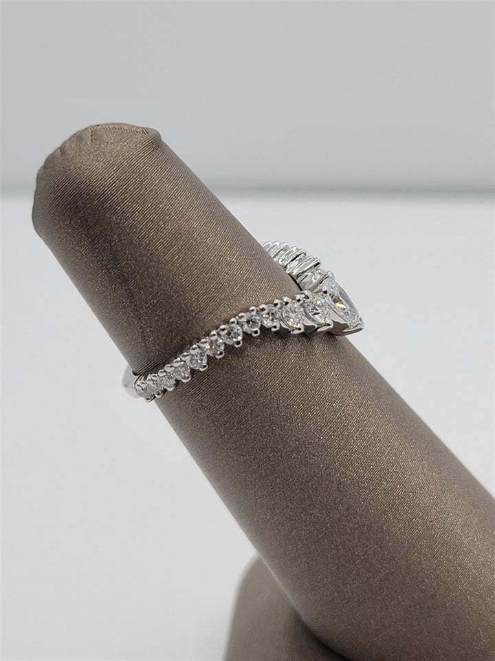 14K White Gold Curved Lab Grown Diamond Wedding Band