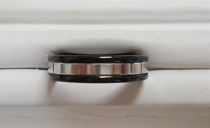 Black Tungsten & 14k White Gold 6mm Wedding Band