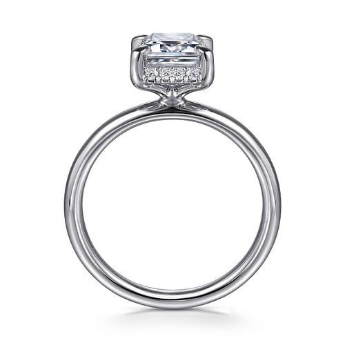 14K White Gold Emerald  Hidden Halo "Gabriel & Co" Diamond Mounting Ring