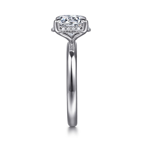 14K White Gold Round Hidden Halo "Gabriel & Co" Diamond Mounting Ring