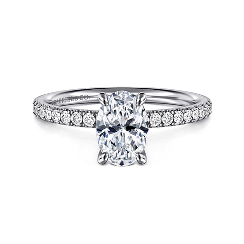 14K White Gold Classic Oval  "Gabriel & Co"  Diamond Ring Mounting