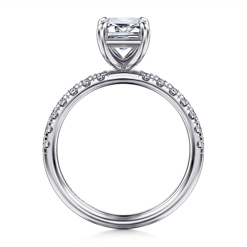 14K White Gold Classic Emerald "Gabriel & Co" Diamond Mounting Ring