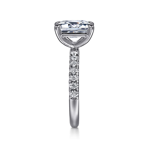 14K White Gold Classic Emerald "Gabriel & Co" Diamond Mounting Ring