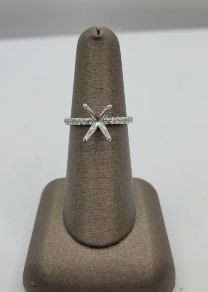 14K White Gold Oval Diamond Engagement Ring Mounting