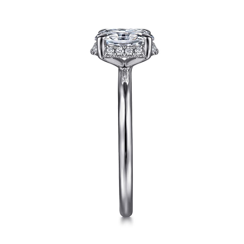 14K White Gold Oval Hidden Halo "Gabriel & Co" Diamond Mounting Ring