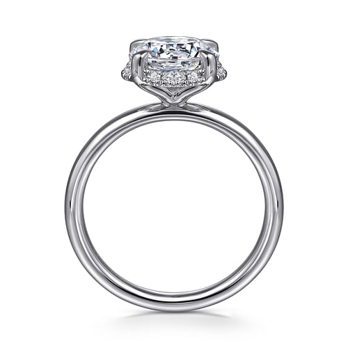 14K White Gold Round Hidden Halo "Gabriel & Co" Diamond Mounting Ring