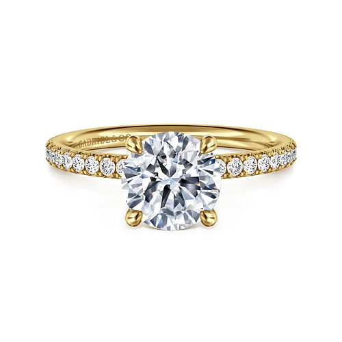 14K Yellow Gold Classic Round "Gabriel & Co" Diamond Ring Mounting