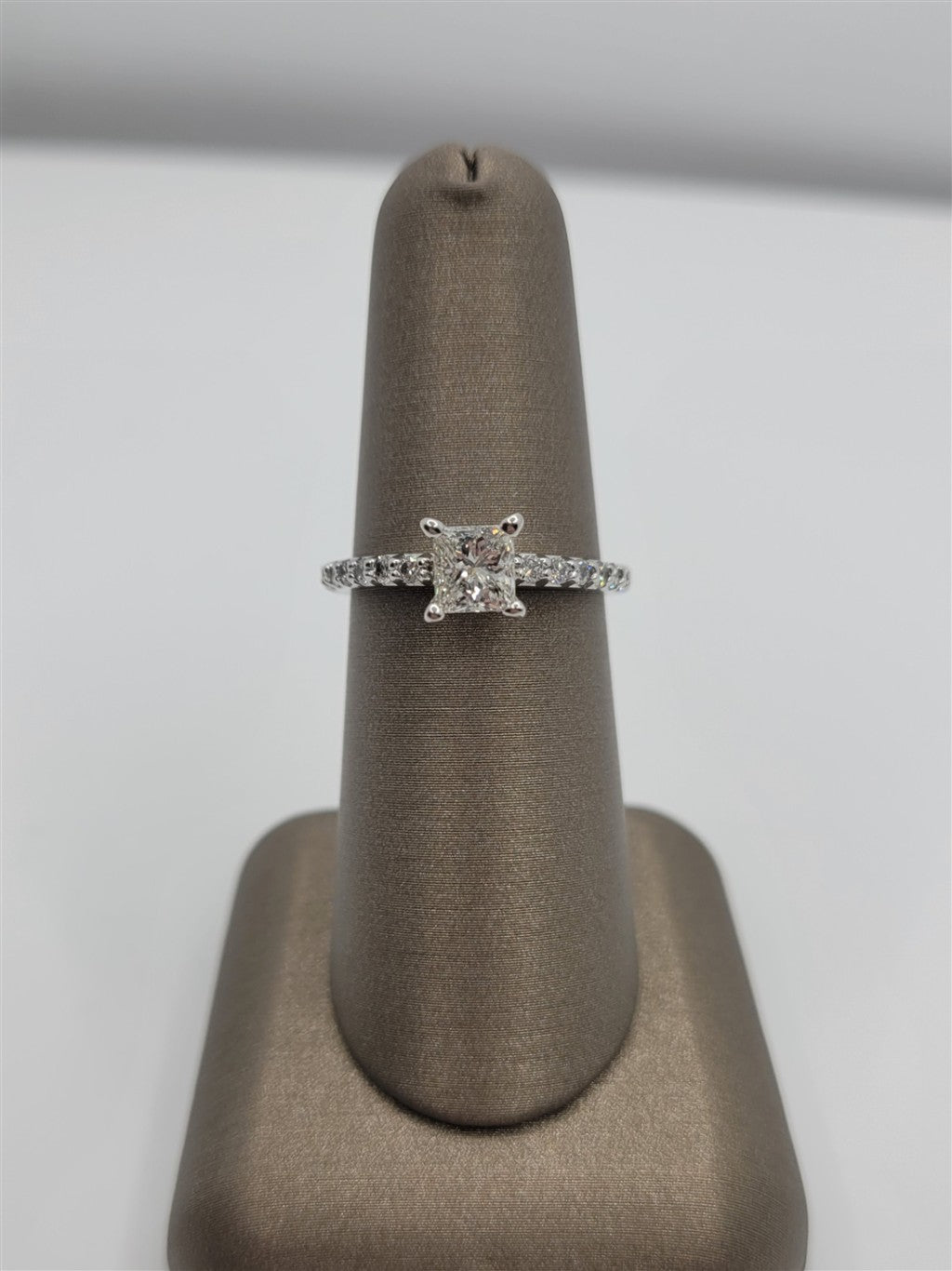14K White Gold Classic Princess Cut Diamond Engagement Ring