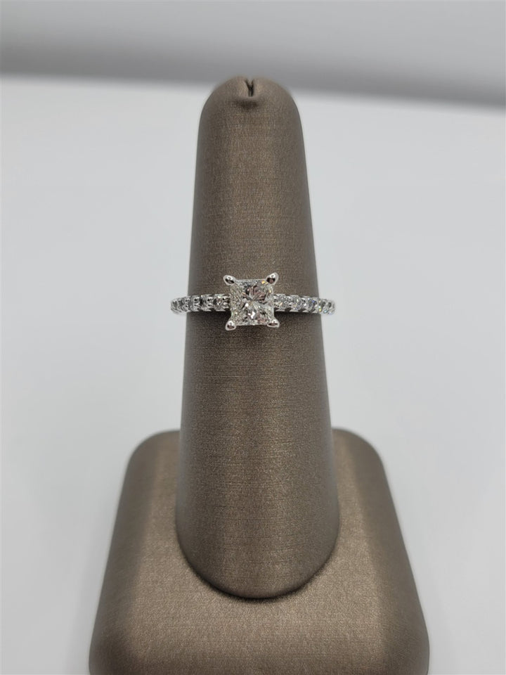 14K White Gold Classic Princess Cut Diamond Engagement Ring