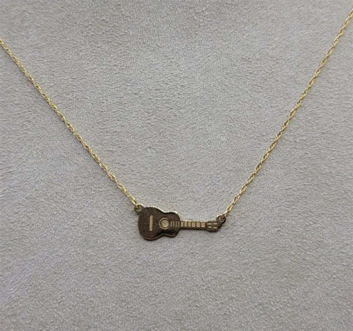 14K Yellow Gold Guitar Necklace