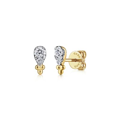 14K Two-Tone Gold Round cut Diamond Fashion Earrings
