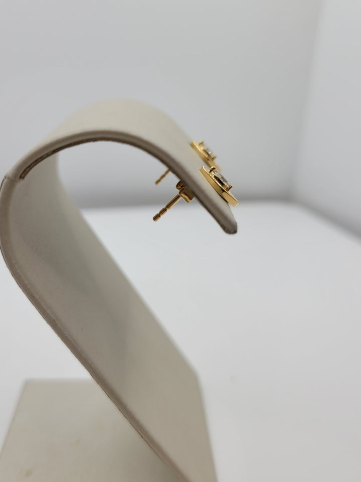 14K Yellow Gold Marquise Diamond Geometric Fashion Earrings