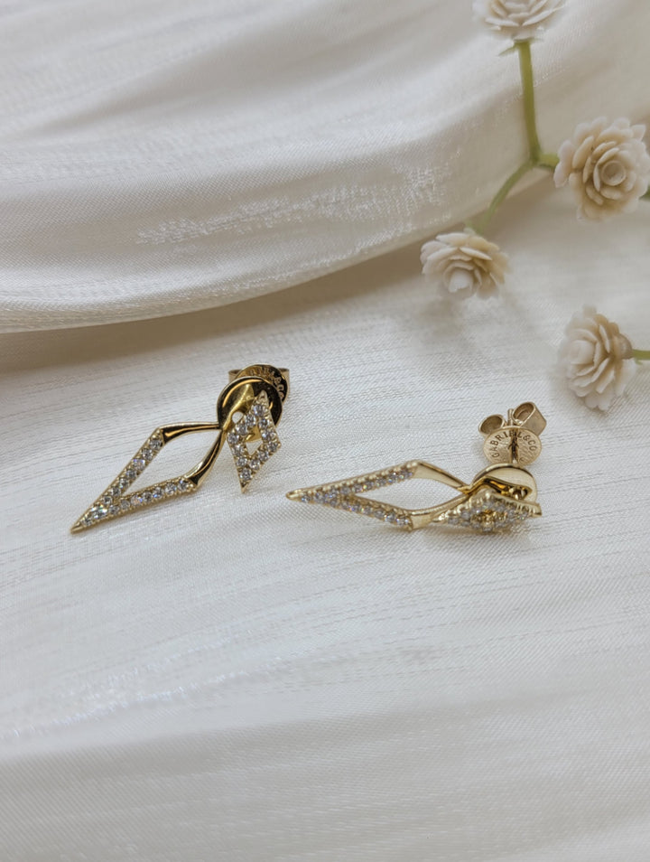 14K Yellow Gold Peek A Boo Kite Diamond Earrings