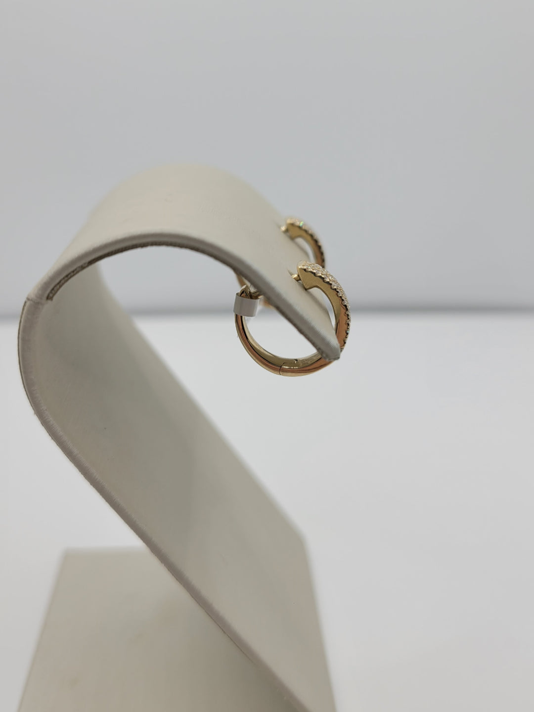 14K Yellow Gold 3-Row Pave Diamond Hoop Earrings