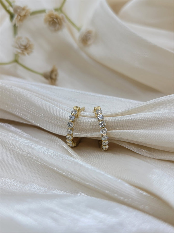 18K Yellow Gold Inside-Out Hinged Diamond Hoop Earrings