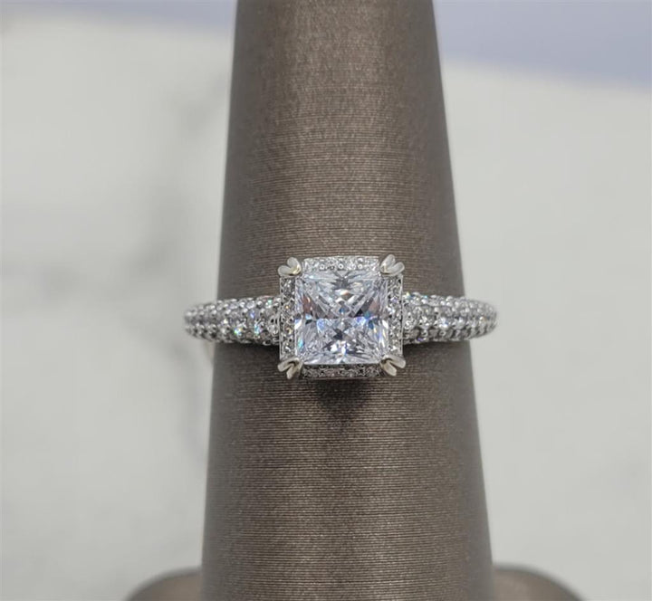 14K White Gold Halo Artcarved Diamond Mounting Ring