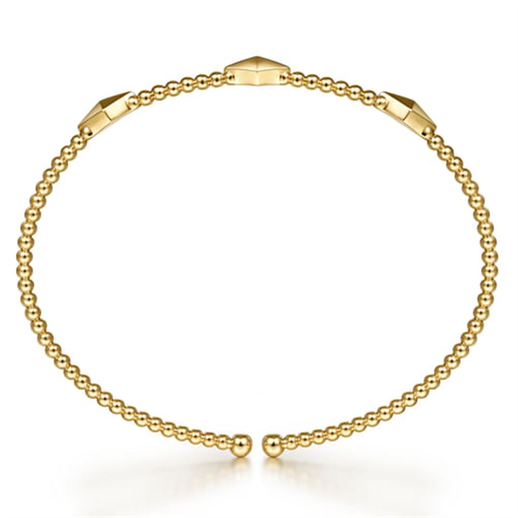 14K Yellow Gold Pyramid Station Beaded Bujukan Bangle Bracelet