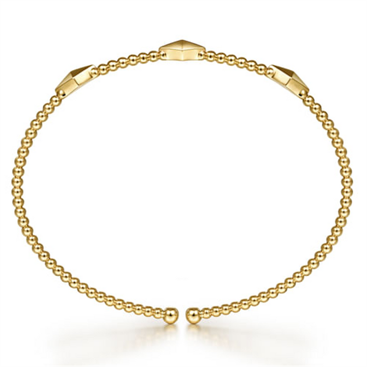 14K Yellow Gold Pyramid Station Beaded Bujukan Bangle Bracelet
