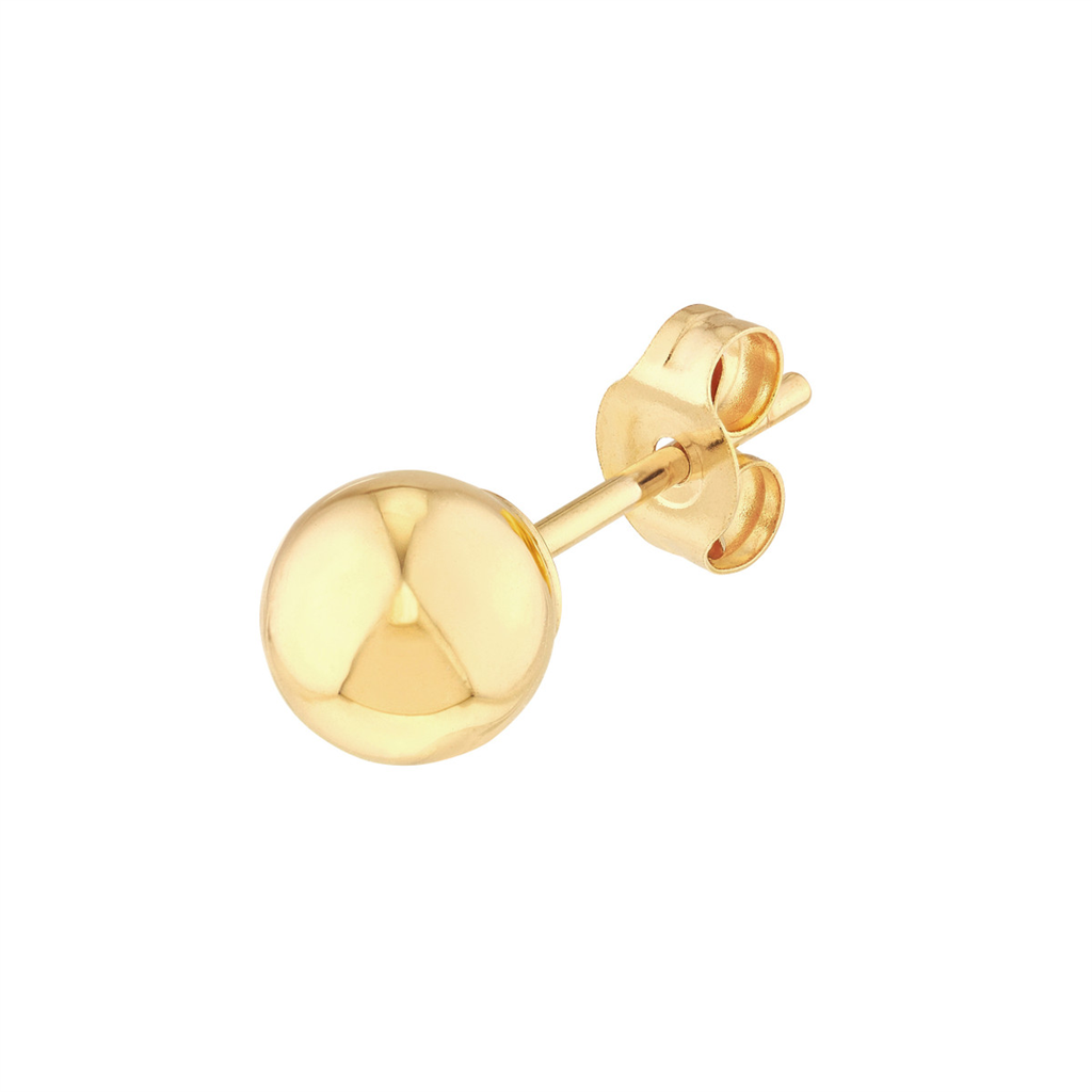 14K Yellow Gold 5mm Hollow Ball Stud Earrings