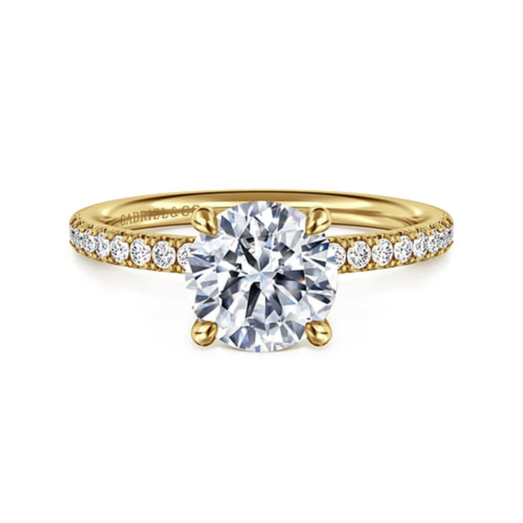 14K Yellow Gold Classic Round "Gabriel & Co" Diamond Ring Mounting