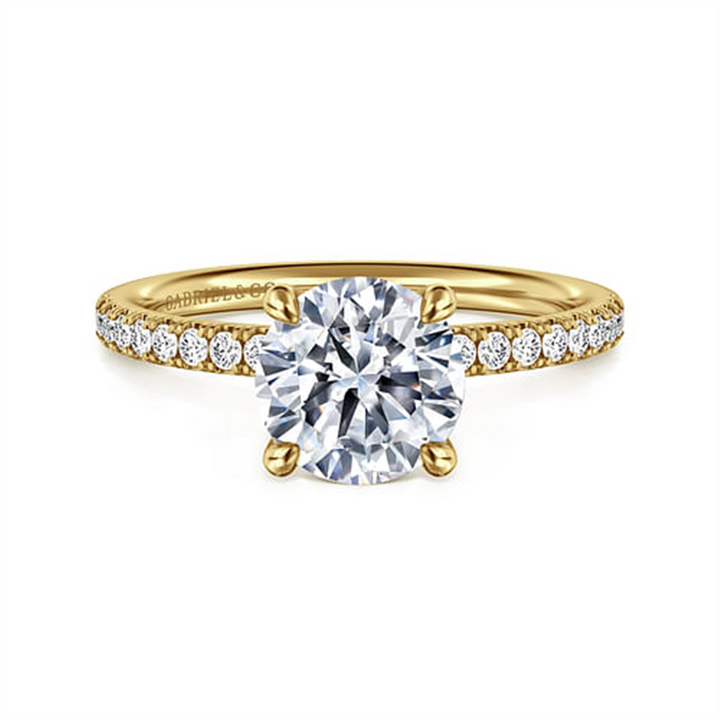 14K Yellow Gold Classic Round "Gabriel & Co" Diamond Ring Mounting