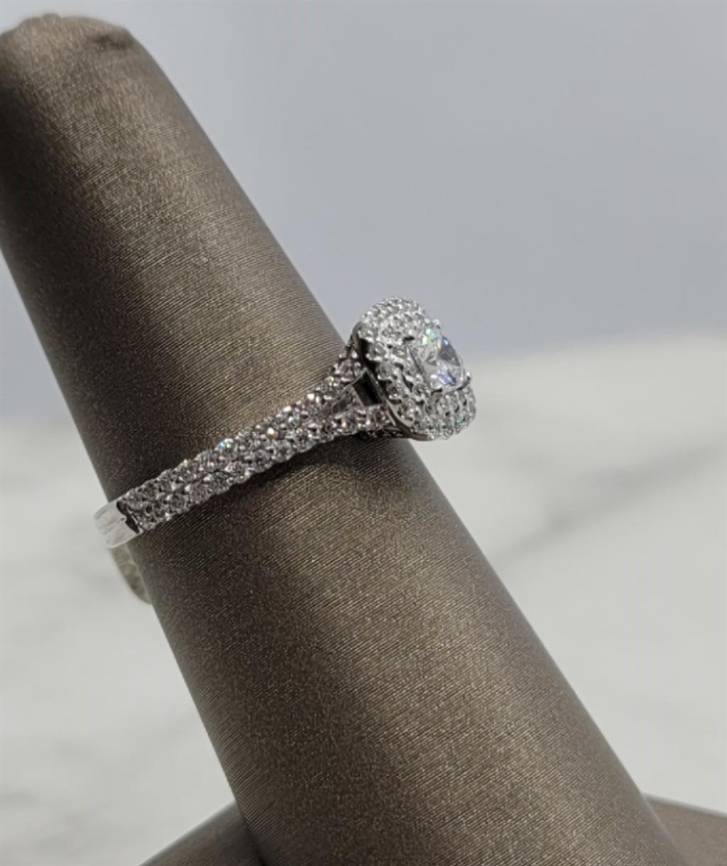 14K White Gold Double Halo Diamond Mounting Ring