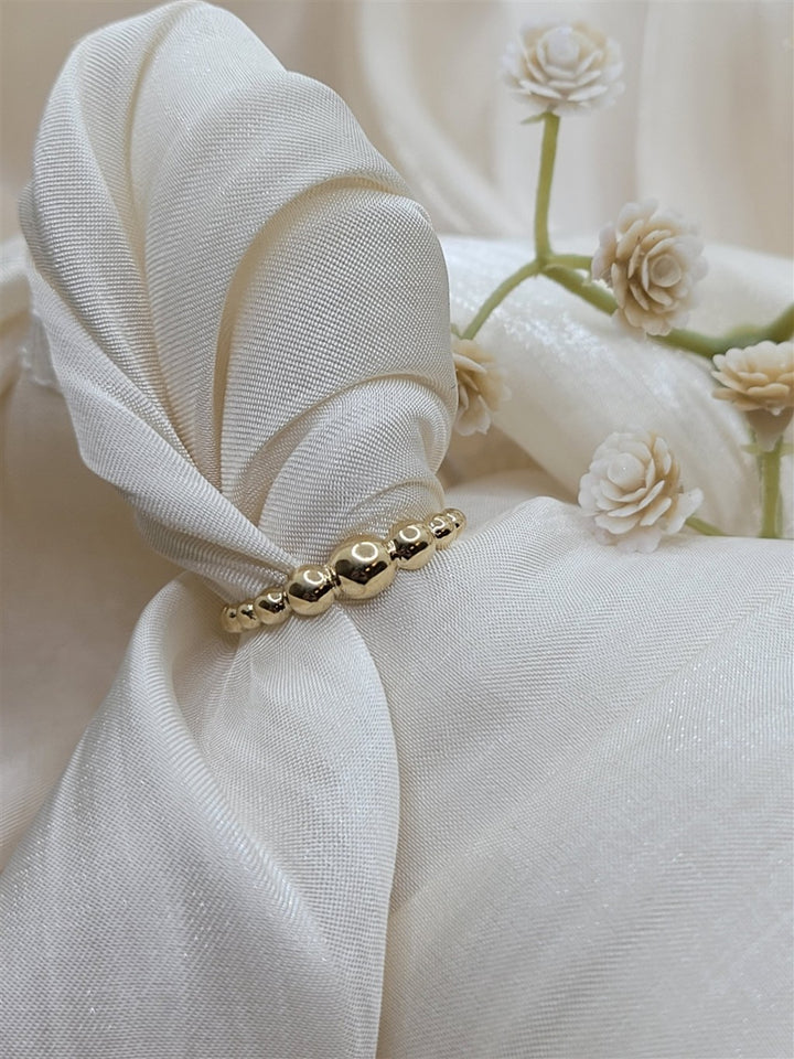 14K Yellow Gold Graduated Bead Lightweight Ring