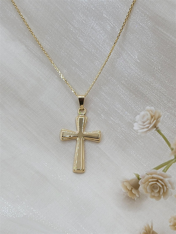 18" 10K Yellow Gold Polished Cross Necklace
