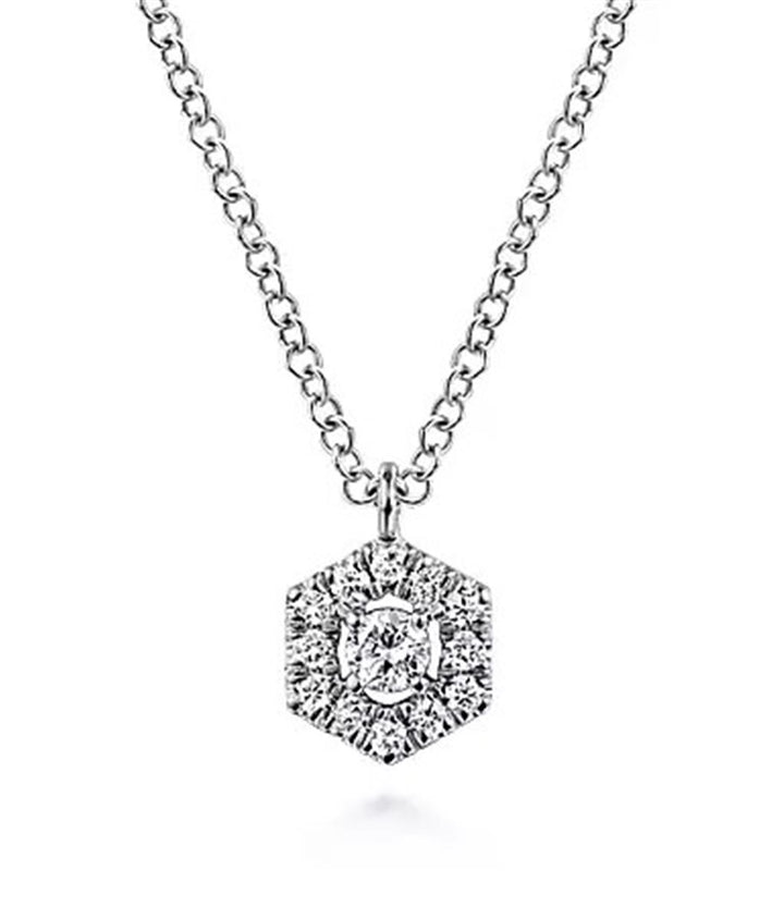 14K White Gold 0.14 ctw Round cut Gabriel & Co. Diamond Necklace