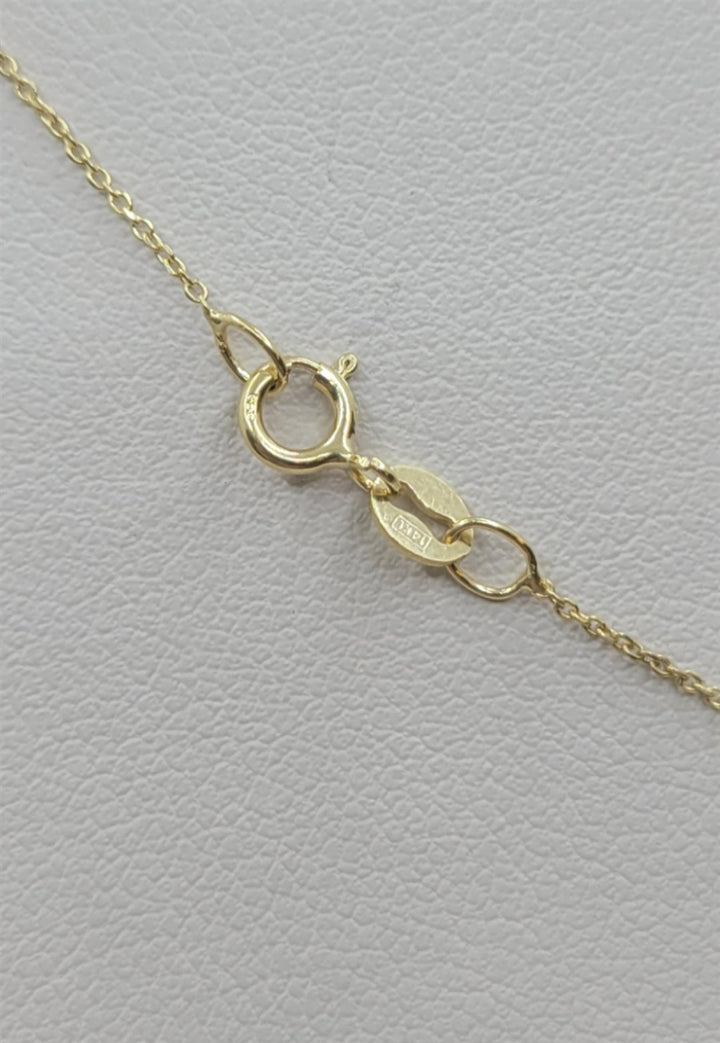 18" 14K Yellow Gold Bubble Diamond Dainty Cross Necklace