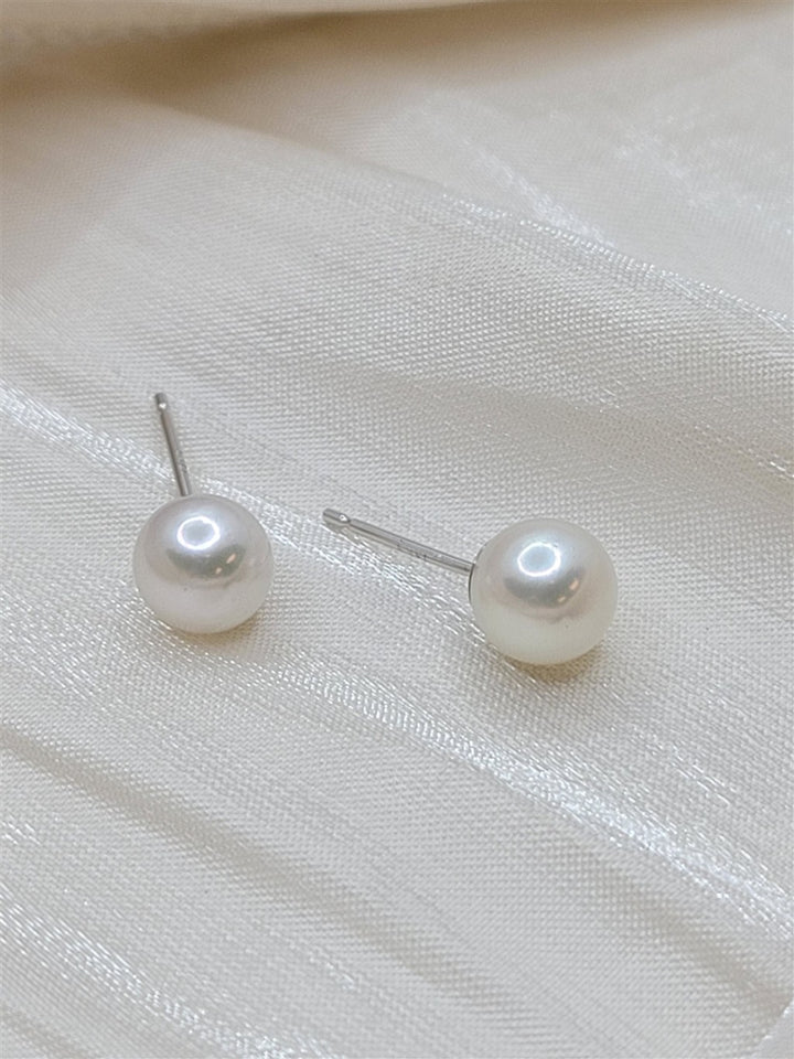 14K White Gold 6mm Pearl Studs