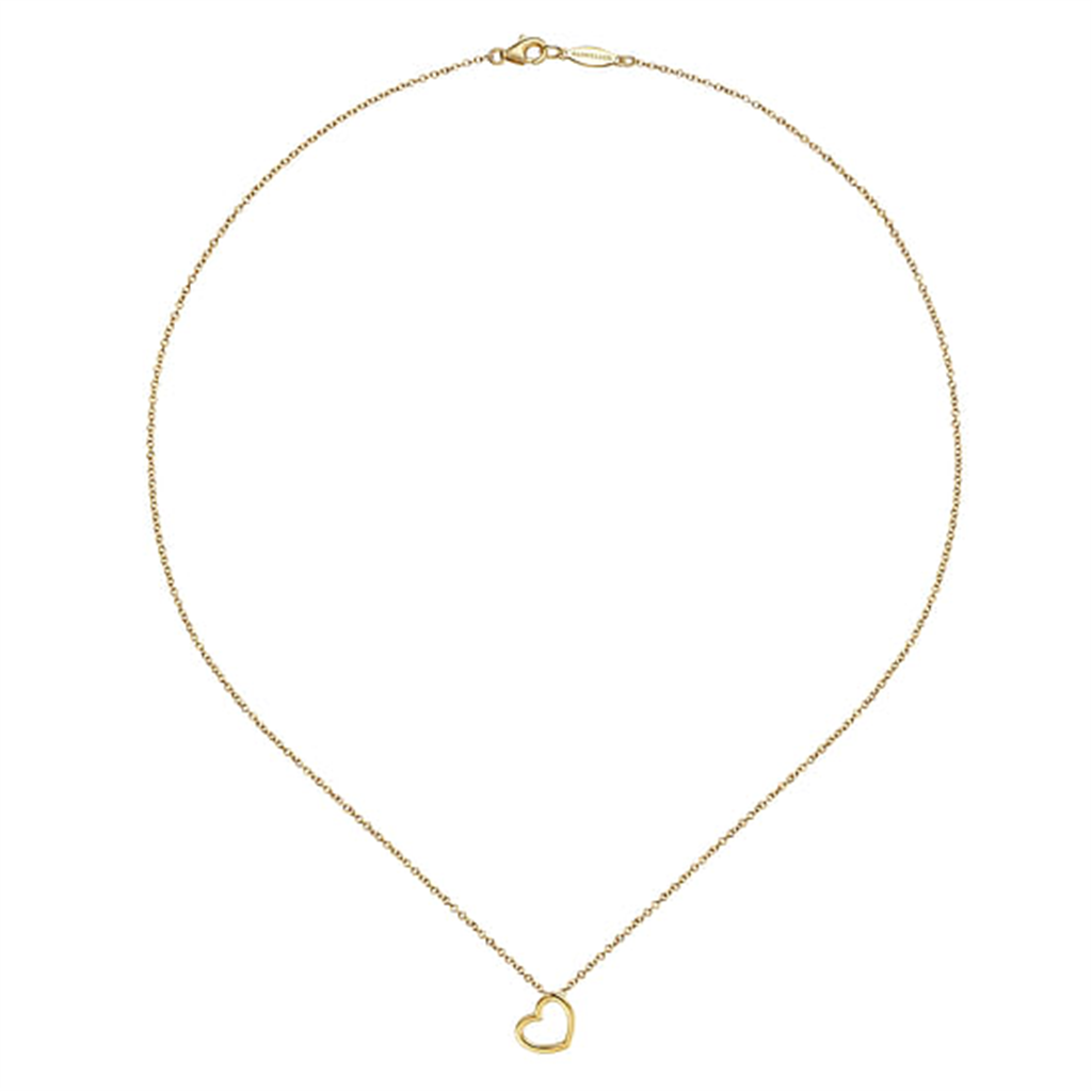 16" 14K Yellow Gold Heart Necklace