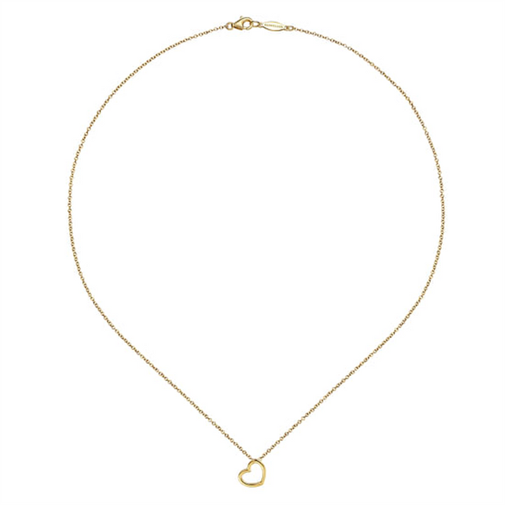 16" 14K Yellow Gold Heart Necklace