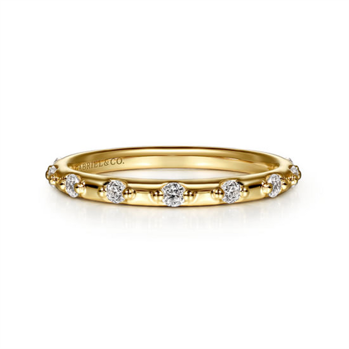 14K Yellow Gold Diamond Station Stackable Ring
