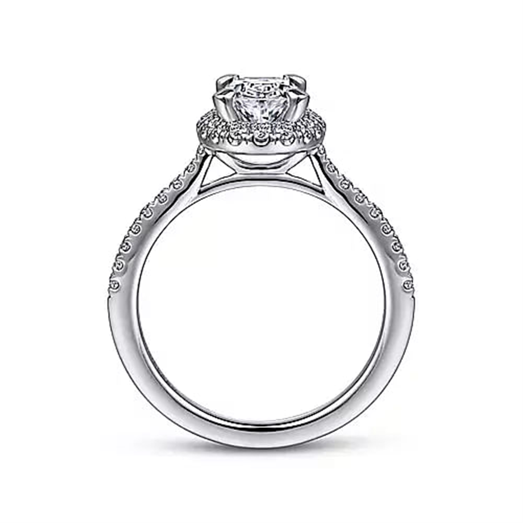 14K White Gold Halo "Gabriel & Co"  Diamond Semi-Mounting Ring