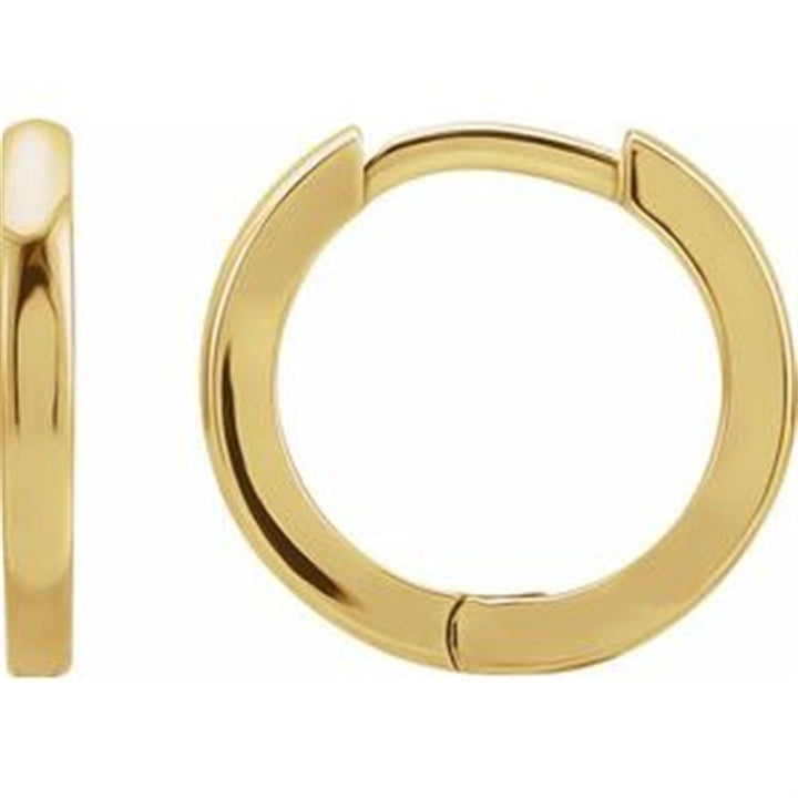 14K Yellow Gold 15 mm Huggie Hoop Earrings