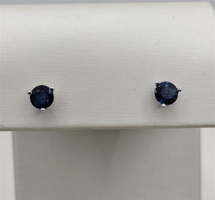 14K White Gold 1.40 ctw Round cut Gemstone Stud Earrings