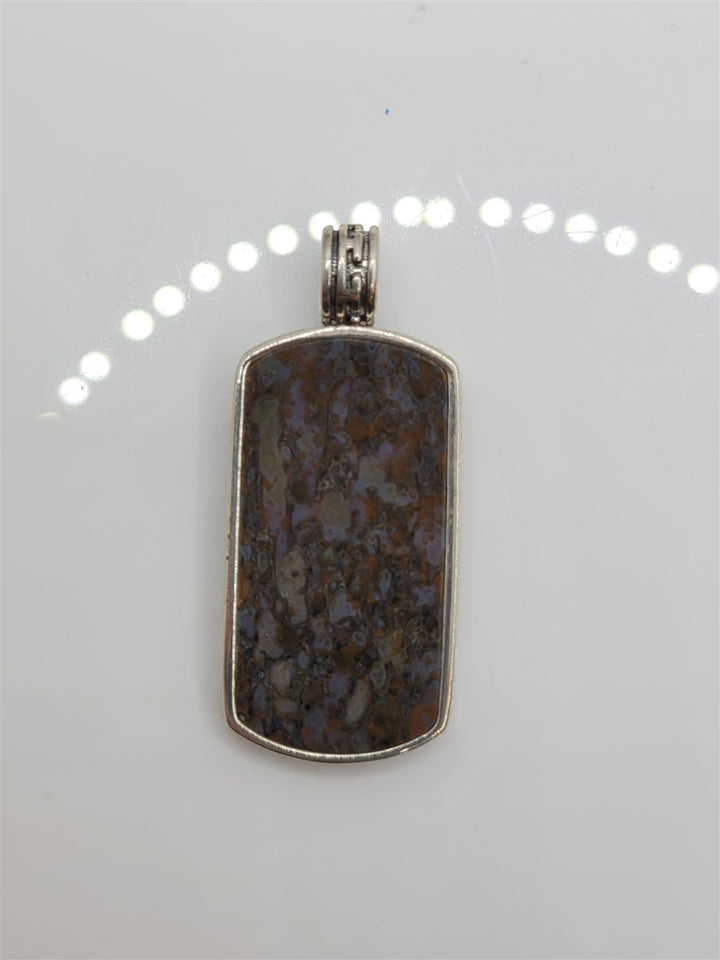 Sterling Silver Dinosaur Bone Dog Tag Pendant