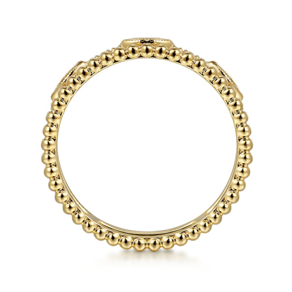 14K Yellow Gold Diamond Bujukan Marquise Shape Easy Stackable Ring