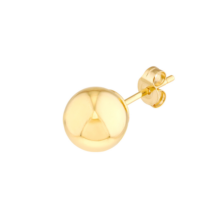 14K Yellow Gold 7mm Hollow Ball Stud Earrings