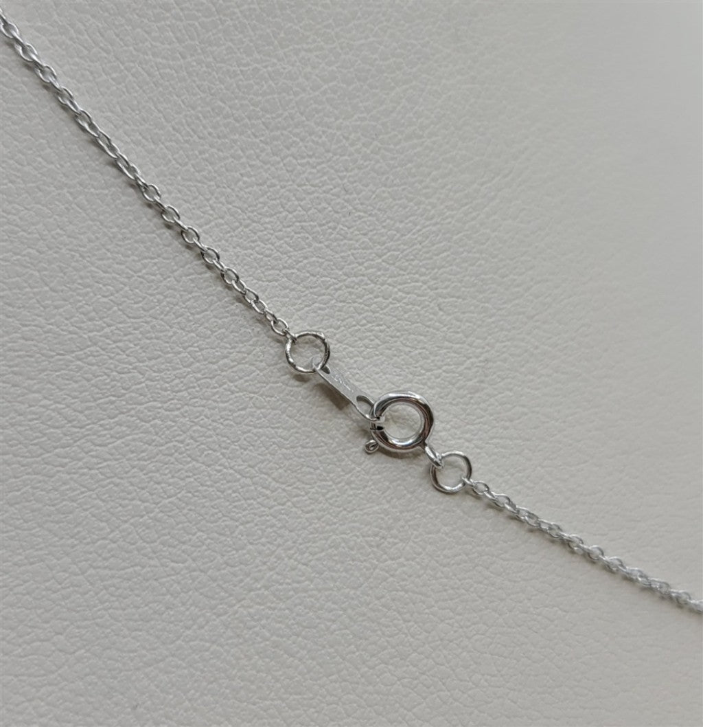 14K White Gold Round Cut Diamond Halo Necklace