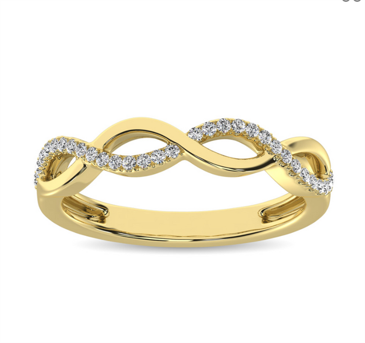 10K Yellow Gold Twisted Diamond Fashion / Promise Ring