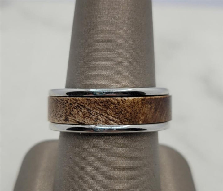 Men's Tungsten Carbide and Wood Inlay Wedding Ring