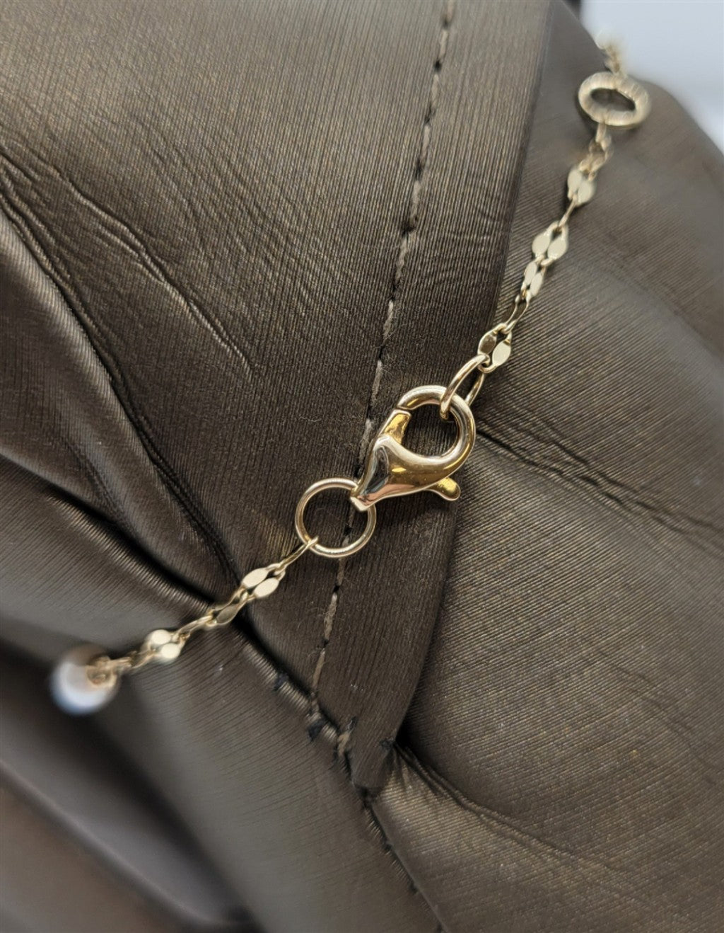 14K Yellow Gold Pearl Station Fashion Bracelet
