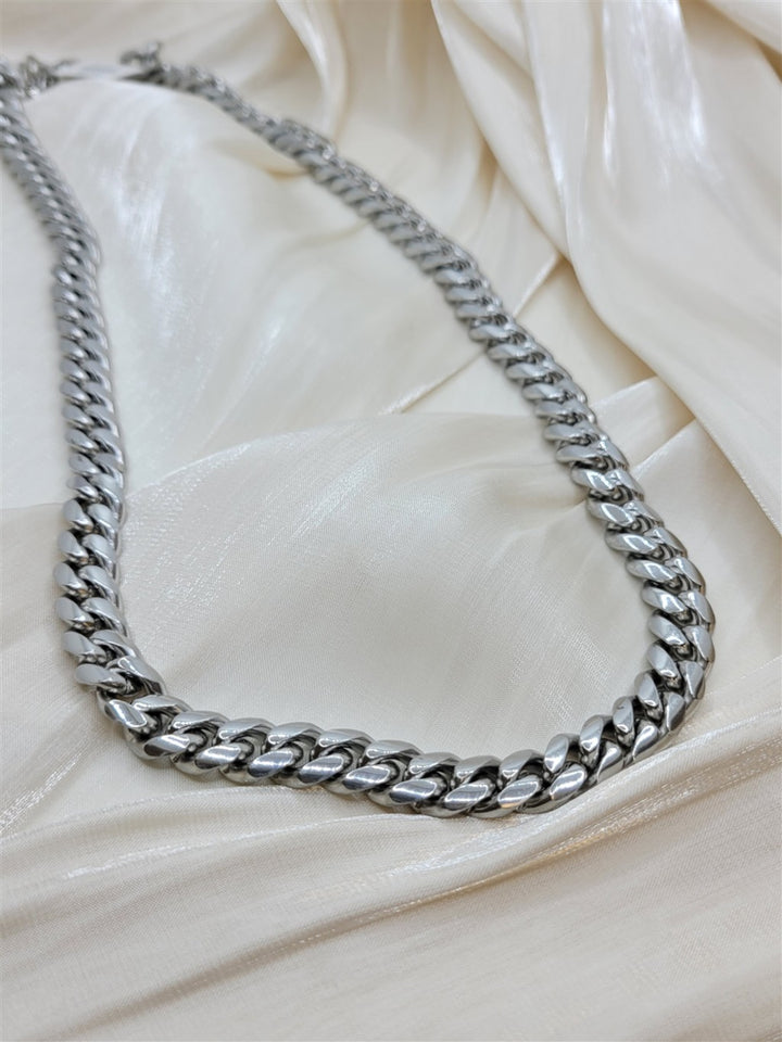 24" 10mm Stainless Steel Mens Solid Curb Chain