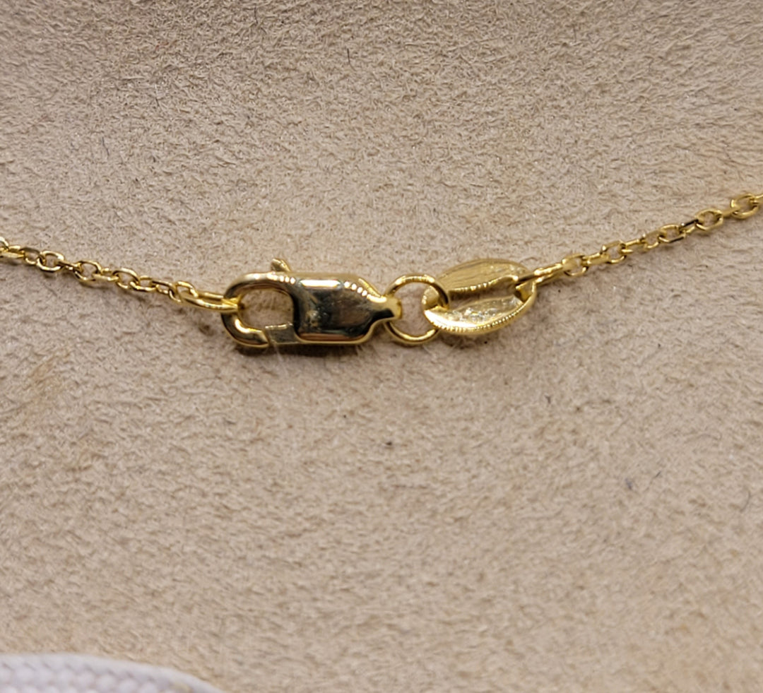14K Yellow Gold Citrine Gemstone And Diamond Halo Necklace