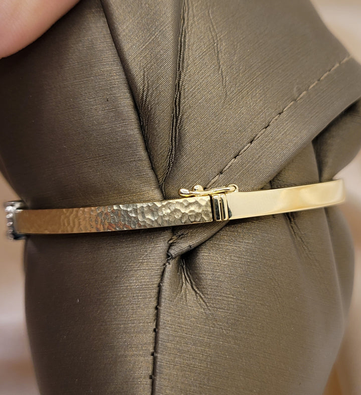 14K Two-Tone Gold Hammared Diamond Fashion Bracelet